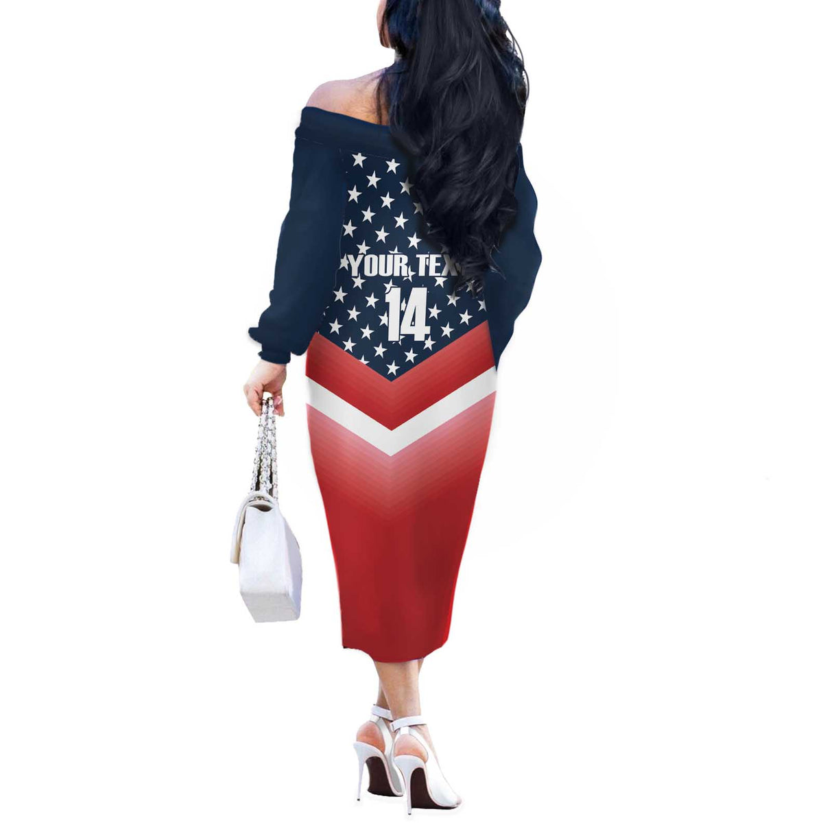 Custom USA Shooting Off The Shoulder Long Sleeve Dress 2024 Sporty Style - Wonder Print Shop