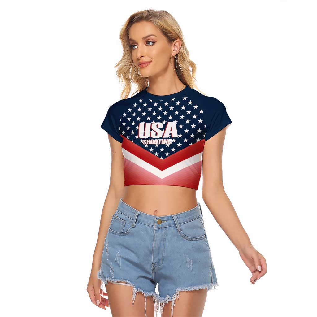 Custom USA Shooting Raglan Cropped T Shirt 2024 Sporty Style - Wonder Print Shop