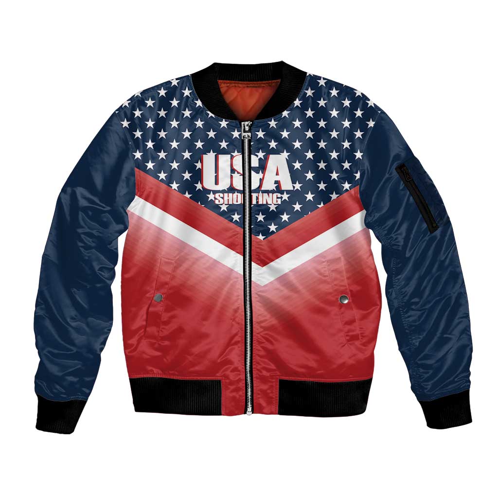 Custom USA Shooting Sleeve Zip Bomber Jacket 2024 Sporty Style - Wonder Print Shop