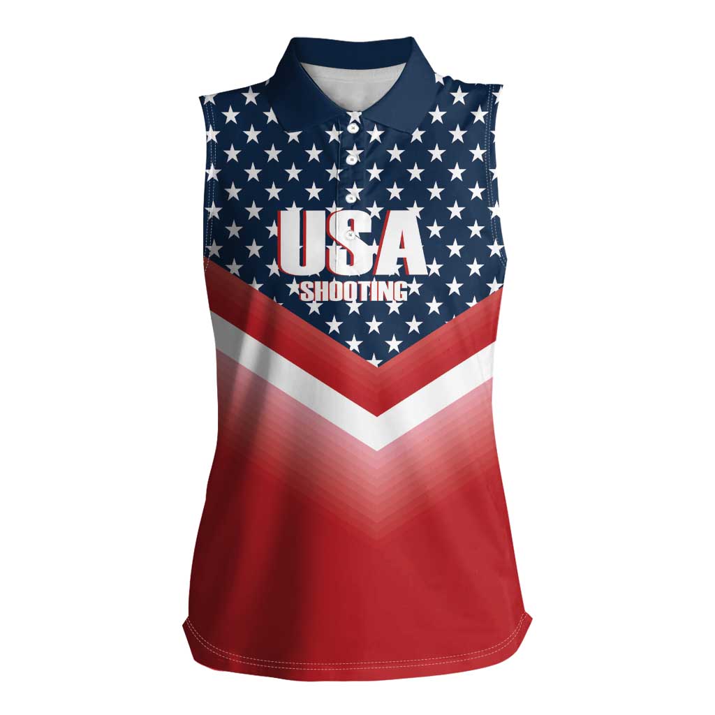 Custom USA Shooting Women Sleeveless Polo Shirt 2024 Sporty Style - Wonder Print Shop