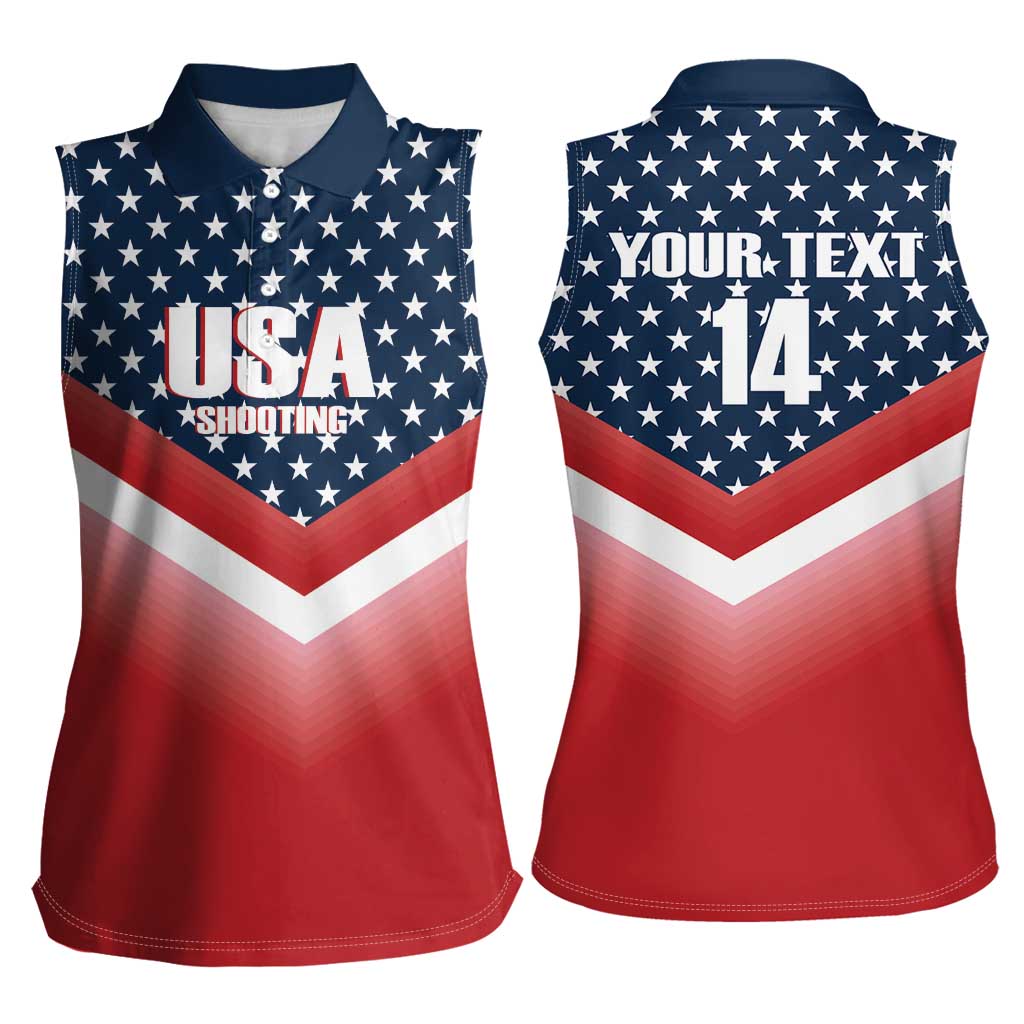 Custom USA Shooting Women Sleeveless Polo Shirt 2024 Sporty Style - Wonder Print Shop