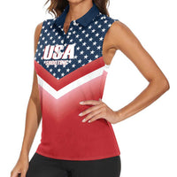 Custom USA Shooting Women Sleeveless Polo Shirt 2024 Sporty Style - Wonder Print Shop