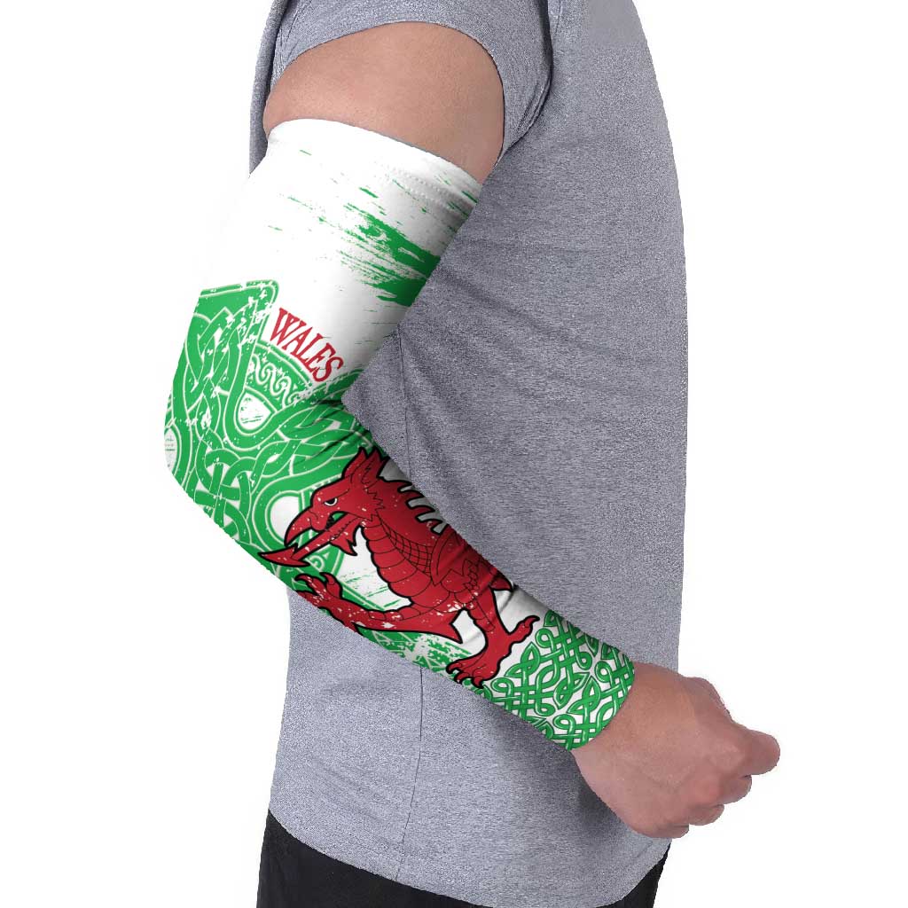 Grunge Green Wales Arm Sleeves Celtic Cross Welsh Red Dragon - Wonder Print Shop
