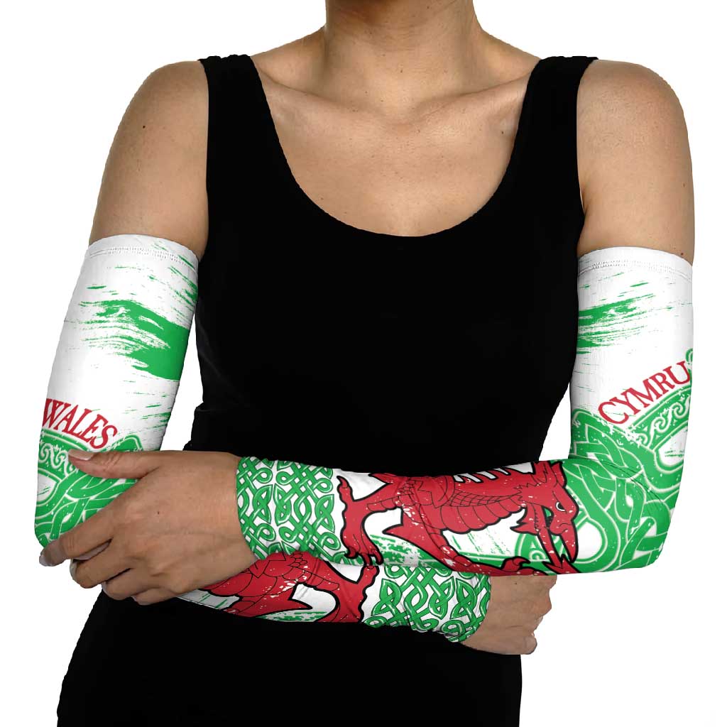 Grunge Green Wales Arm Sleeves Celtic Cross Welsh Red Dragon - Wonder Print Shop