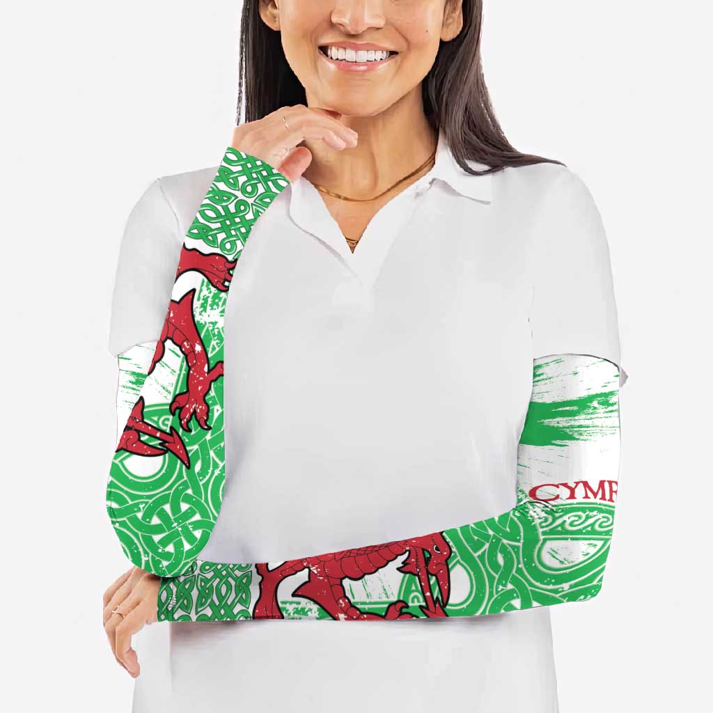 Grunge Green Wales Arm Sleeves Celtic Cross Welsh Red Dragon - Wonder Print Shop