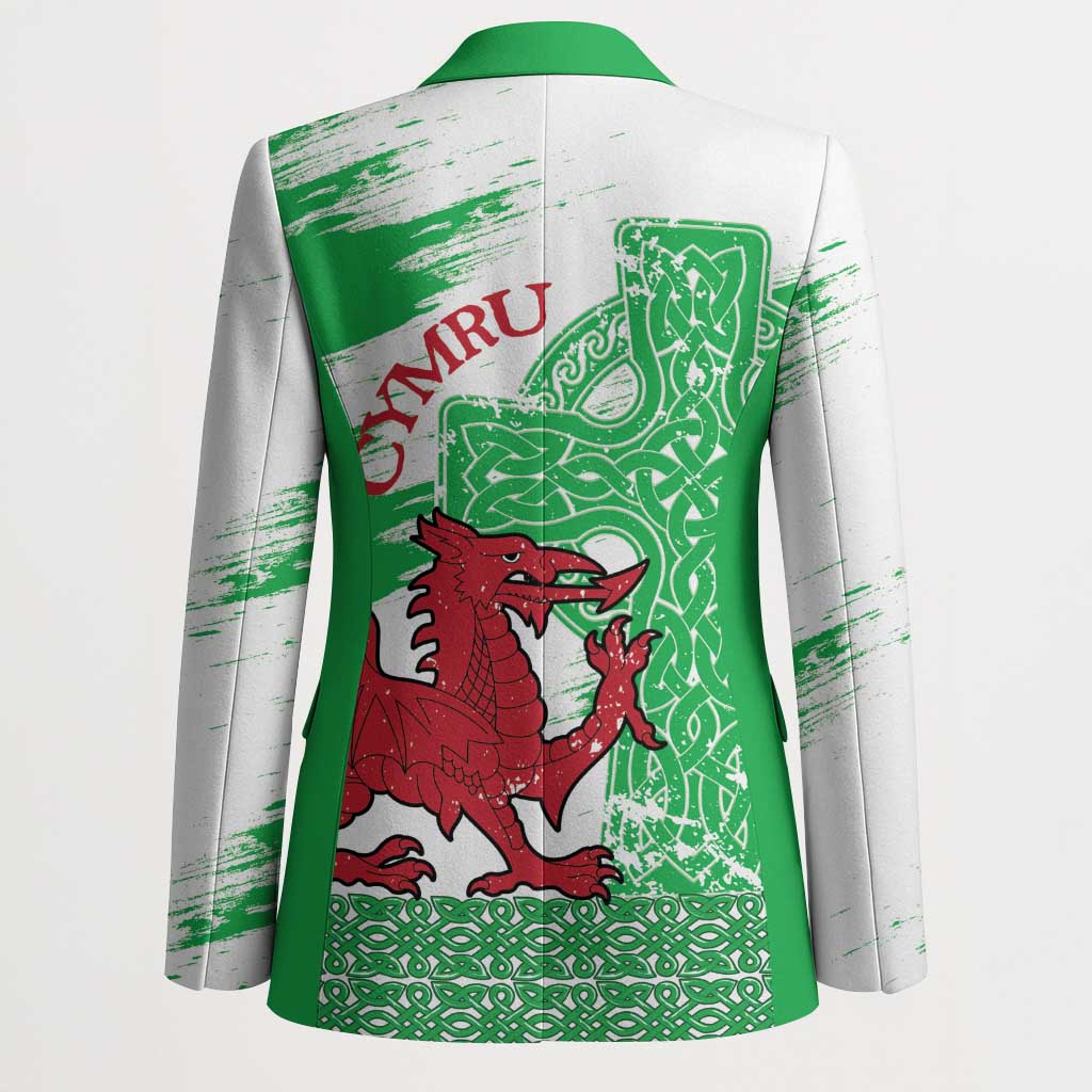 Grunge Green Wales Blazer Celtic Cross Welsh Red Dragon - Wonder Print Shop