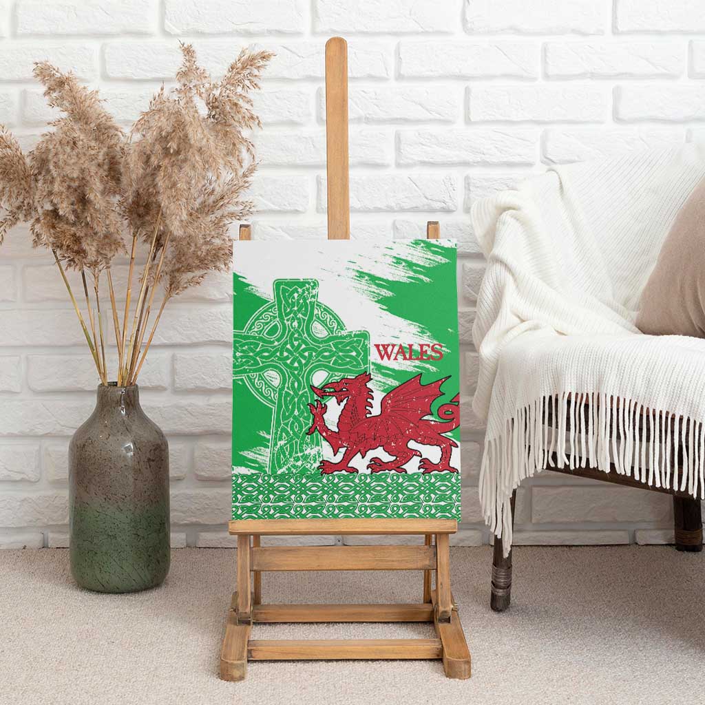 Grunge Green Wales Canvas Wall Art Celtic Cross Welsh Red Dragon - Wonder Print Shop