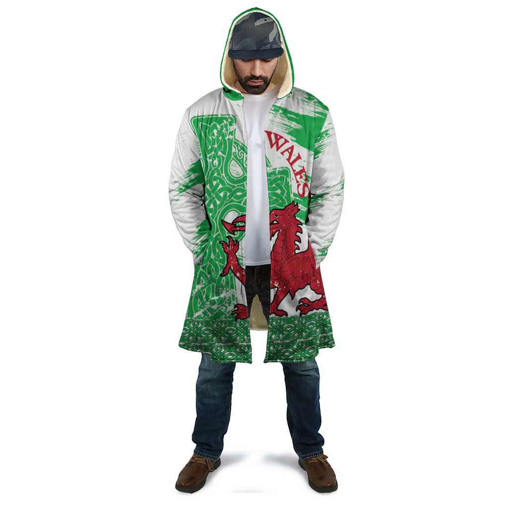 Grunge Green Wales Cloak Celtic Cross Welsh Red Dragon - Wonder Print Shop