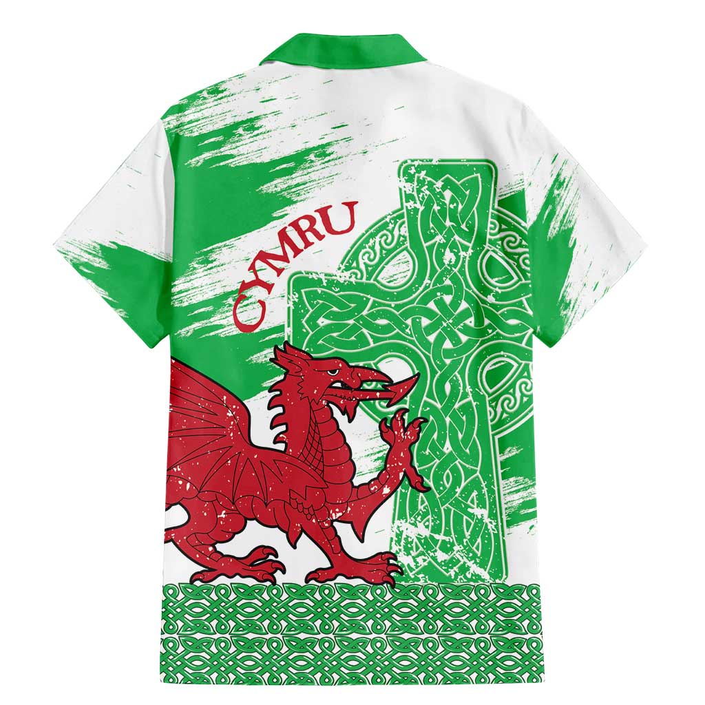 Grunge Green Wales Family Matching Mermaid Dress and Hawaiian Shirt Celtic Cross Welsh Red Dragon - Wonder Print Shop