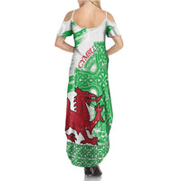 Grunge Green Wales Family Matching Summer Maxi Dress and Hawaiian Shirt Celtic Cross Welsh Red Dragon - Wonder Print Shop