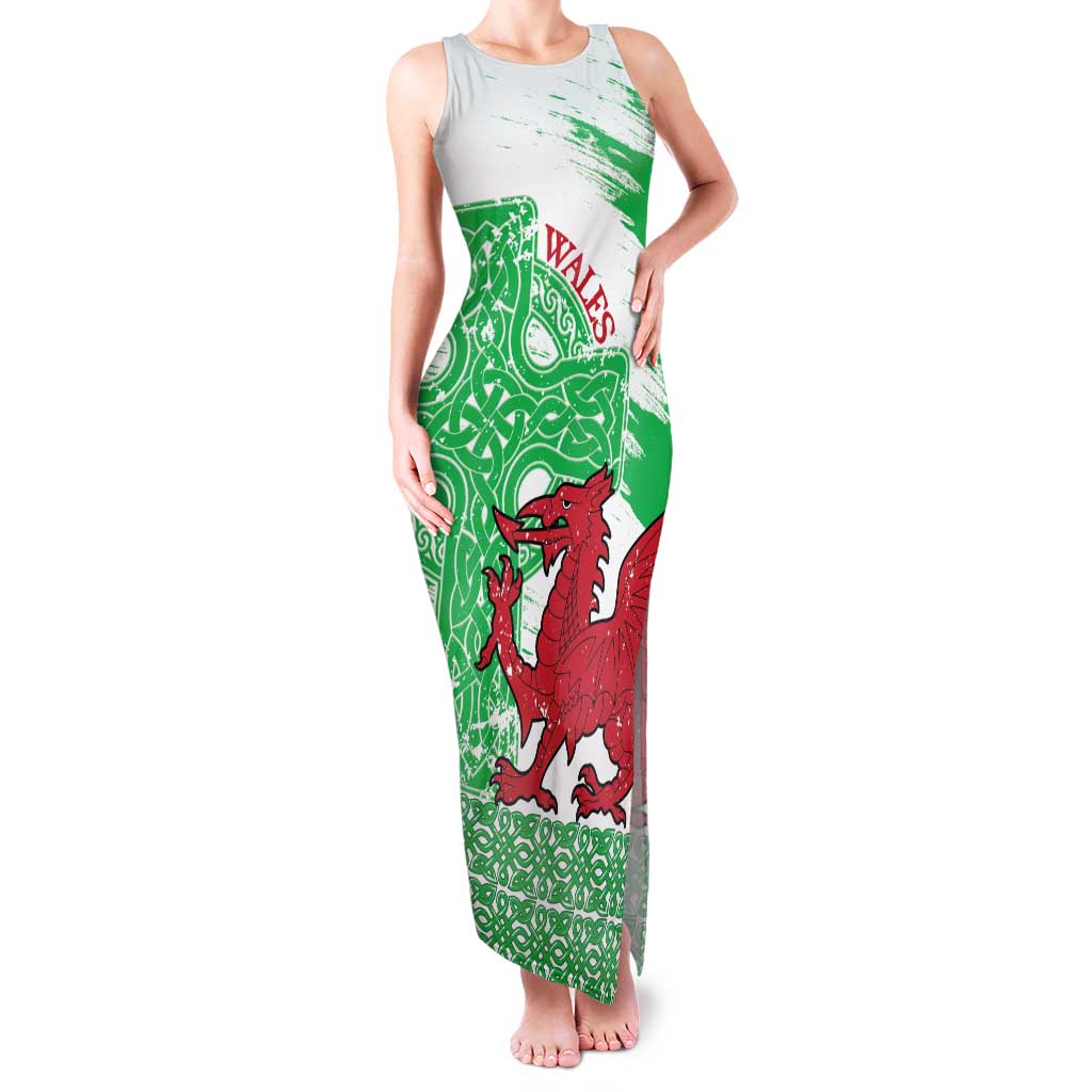 Grunge Green Wales Family Matching Tank Maxi Dress and Hawaiian Shirt Celtic Cross Welsh Red Dragon - Wonder Print Shop