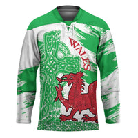 Grunge Green Wales Hockey Jersey Celtic Cross Welsh Red Dragon - Wonder Print Shop