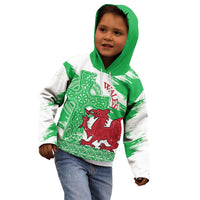 Grunge Green Wales Kid Hoodie Celtic Cross Welsh Red Dragon - Wonder Print Shop