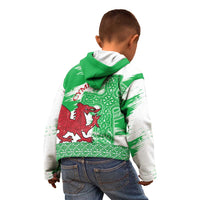 Grunge Green Wales Kid Hoodie Celtic Cross Welsh Red Dragon - Wonder Print Shop