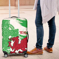 Grunge Green Wales Luggage Cover Celtic Cross Welsh Red Dragon - Wonder Print Shop