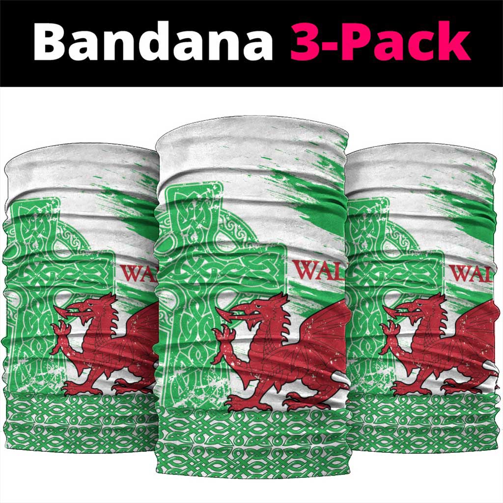 Grunge Green Wales Neck Gaiter Celtic Cross Welsh Red Dragon LT14