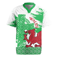 Grunge Green Wales Rugby Jersey Celtic Cross Welsh Red Dragon - Wonder Print Shop