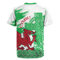 Grunge Green Wales Rugby Jersey Celtic Cross Welsh Red Dragon - Wonder Print Shop