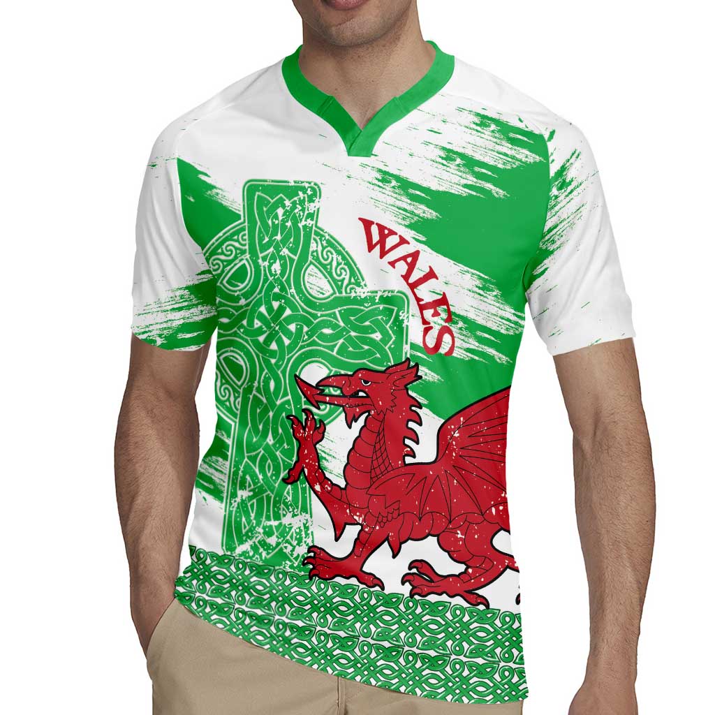 Grunge Green Wales Rugby Jersey Celtic Cross Welsh Red Dragon - Wonder Print Shop