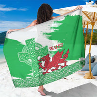 Grunge Green Wales Sarong Celtic Cross Welsh Red Dragon - Wonder Print Shop