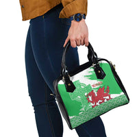 Grunge Green Wales Shoulder Handbag Celtic Cross Welsh Red Dragon - Wonder Print Shop