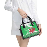 Grunge Green Wales Shoulder Handbag Celtic Cross Welsh Red Dragon - Wonder Print Shop