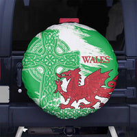 Grunge Green Wales Spare Tire Cover Celtic Cross Welsh Red Dragon - Wonder Print Shop