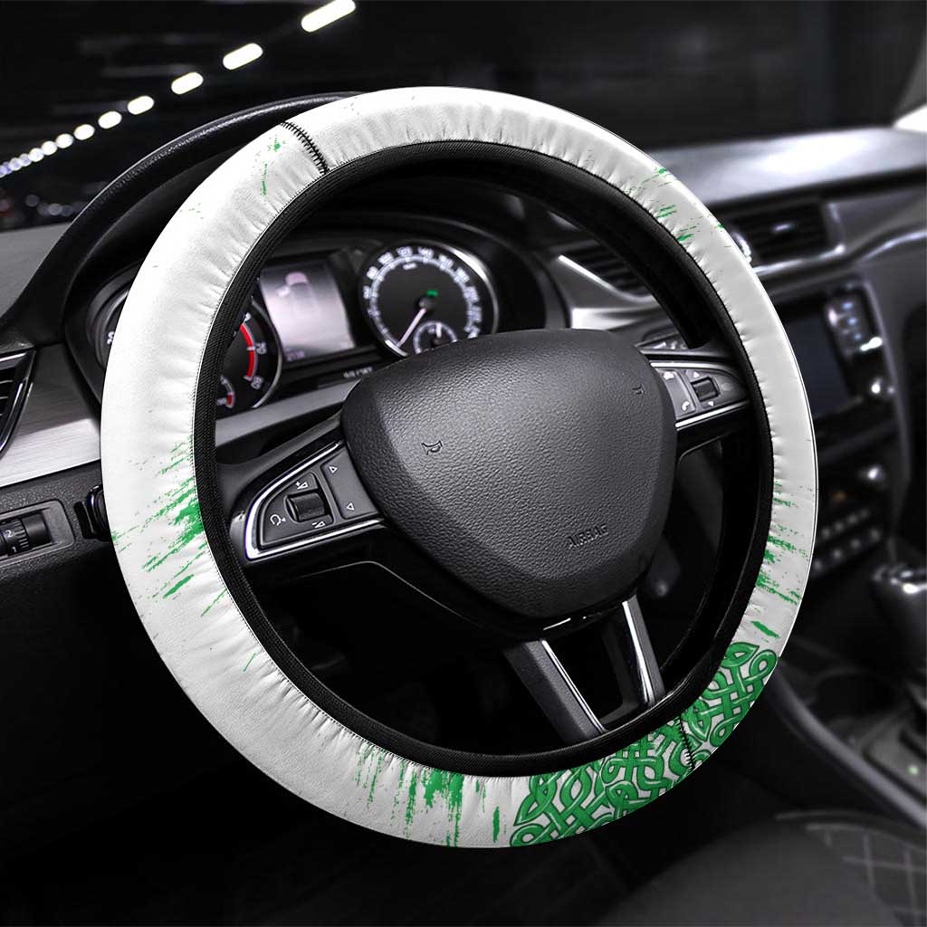 Grunge Green Wales Steering Wheel Cover Celtic Cross Welsh Red Dragon - Wonder Print Shop