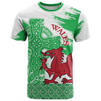 Grunge Green Wales T Shirt Celtic Cross Welsh Red Dragon - Wonder Print Shop