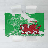 Grunge Green Wales Tablecloth Celtic Cross Welsh Red Dragon - Wonder Print Shop