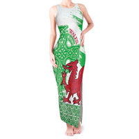 Grunge Green Wales Tank Maxi Dress Celtic Cross Welsh Red Dragon - Wonder Print Shop