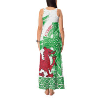 Grunge Green Wales Tank Maxi Dress Celtic Cross Welsh Red Dragon - Wonder Print Shop