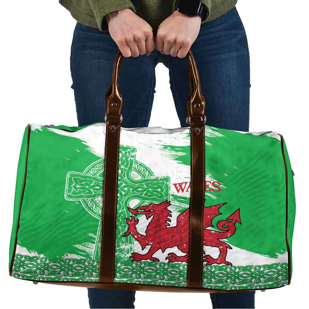 Grunge Green Wales Travel Bag Celtic Cross Welsh Red Dragon - Wonder Print Shop