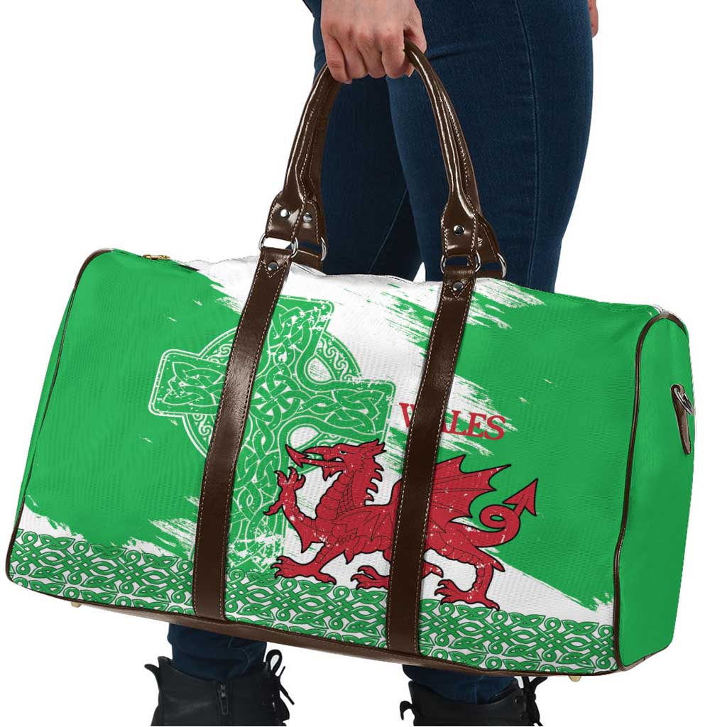 Grunge Green Wales Travel Bag Celtic Cross Welsh Red Dragon - Wonder Print Shop
