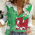 Grunge Green Wales Women Casual Shirt Celtic Cross Welsh Red Dragon - Wonder Print Shop