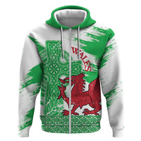 Grunge Green Wales Zip Hoodie Celtic Cross Welsh Red Dragon - Wonder Print Shop