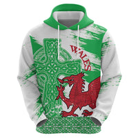 Grunge Green Wales Zip Hoodie Celtic Cross Welsh Red Dragon - Wonder Print Shop