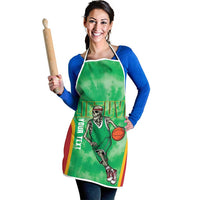 Lithuania Tie Dye Basketball Custom Apron Lietuva Skeleton Green - Wonder Print Shop