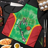 Lithuania Tie Dye Basketball Custom Apron Lietuva Skeleton Green - Wonder Print Shop