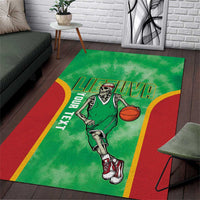 Lithuania Tie Dye Basketball Custom Area Rug Lietuva Skeleton Green - Wonder Print Shop
