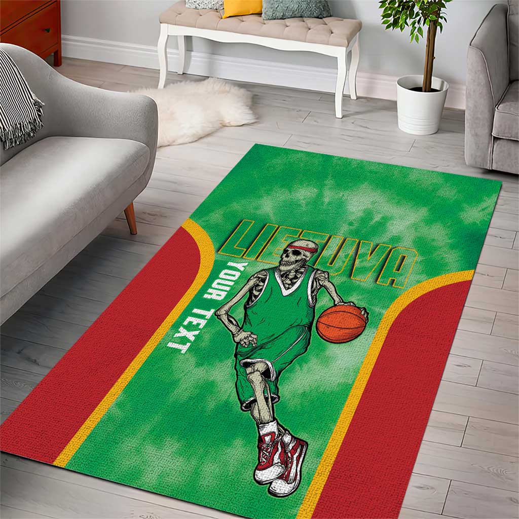 Lithuania Tie Dye Basketball Custom Area Rug Lietuva Skeleton Green - Wonder Print Shop