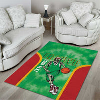 Lithuania Tie Dye Basketball Custom Area Rug Lietuva Skeleton Green - Wonder Print Shop