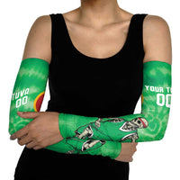 Lithuania Tie Dye Basketball Custom Arm Sleeves Lietuva Skeleton Green - Wonder Print Shop