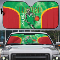 Lithuania Tie Dye Basketball Custom Auto Sun Shade Lietuva Skeleton Green - Wonder Print Shop