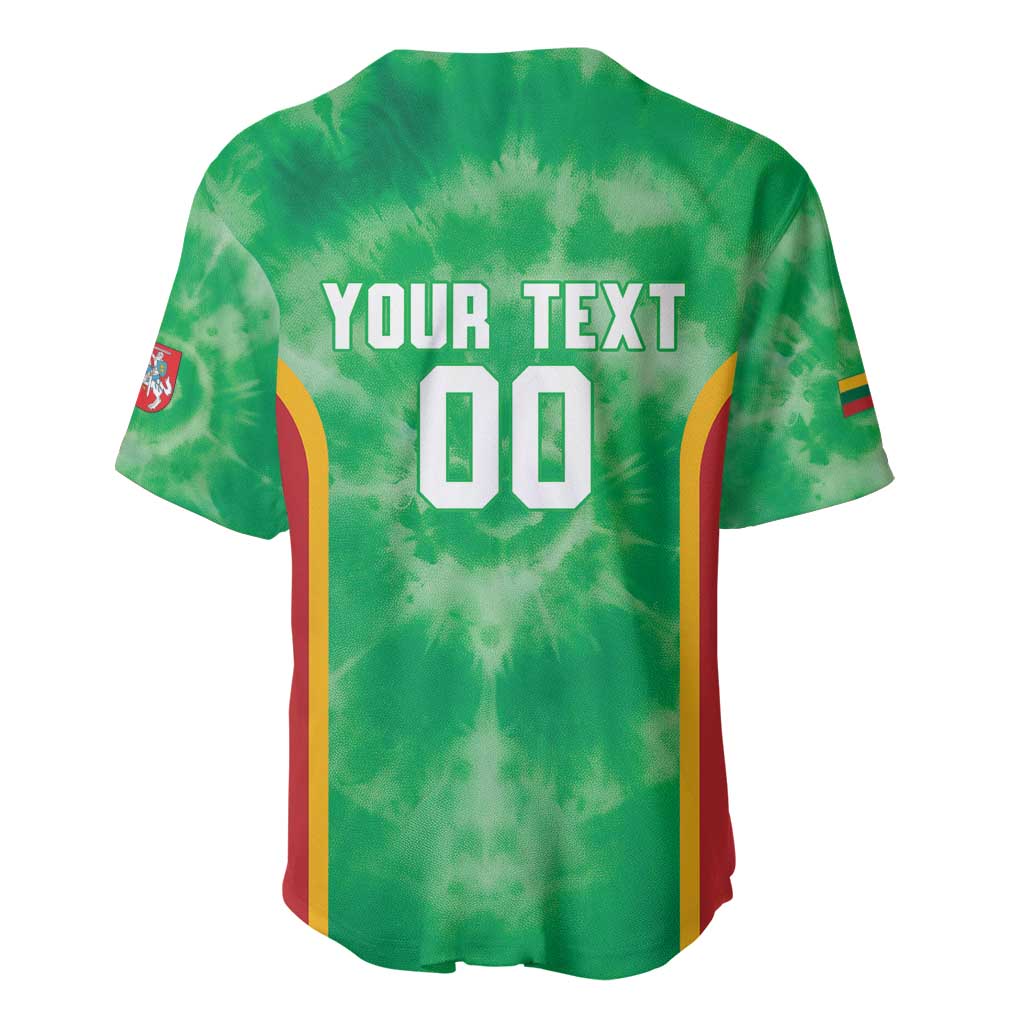 Lithuania Tie Dye Basketball Custom Baseball Jersey Lietuva Skeleton Green - Wonder Print Shop