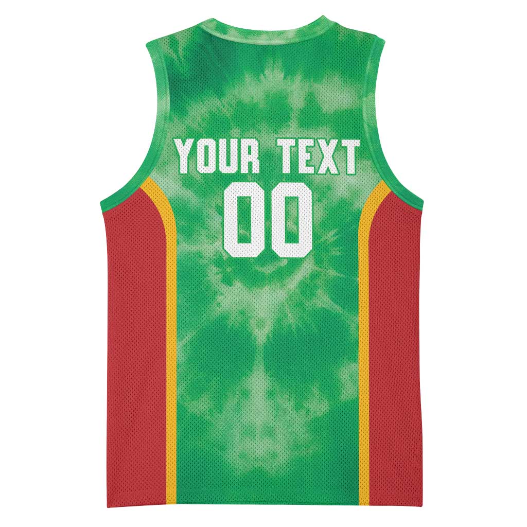 Lithuania Tie Dye Basketball Custom Basketball Jersey Lietuva Skeleton Green - Wonder Print Shop