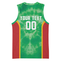 Lithuania Tie Dye Basketball Custom Basketball Jersey Lietuva Skeleton Green - Wonder Print Shop