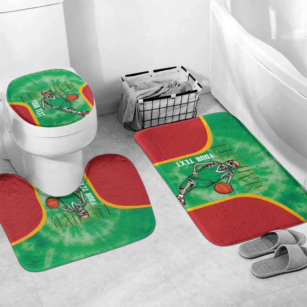 Lithuania Tie Dye Basketball Custom Bathroom Set Lietuva Skeleton Green - Wonder Print Shop