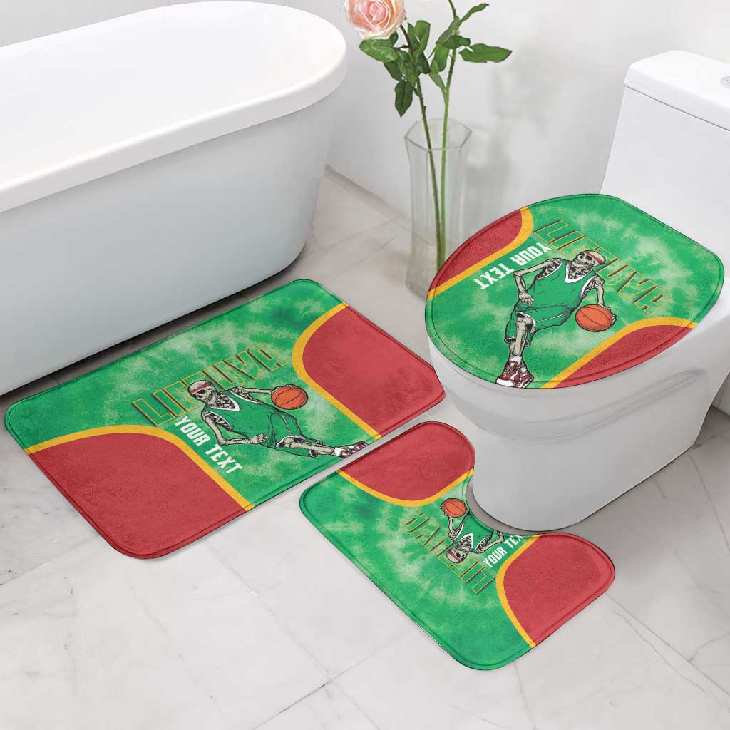Lithuania Tie Dye Basketball Custom Bathroom Set Lietuva Skeleton Green - Wonder Print Shop