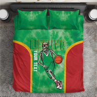 Lithuania Tie Dye Basketball Custom Bedding Set Lietuva Skeleton Green - Wonder Print Shop